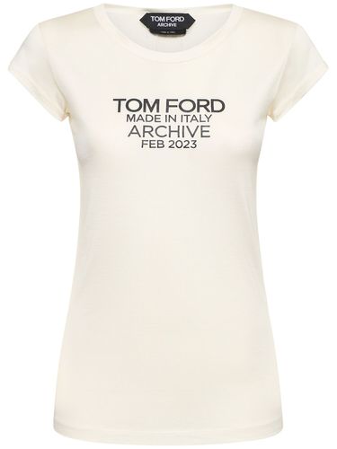 Logo Print Silk T-shirt - TOM FORD - Modalova