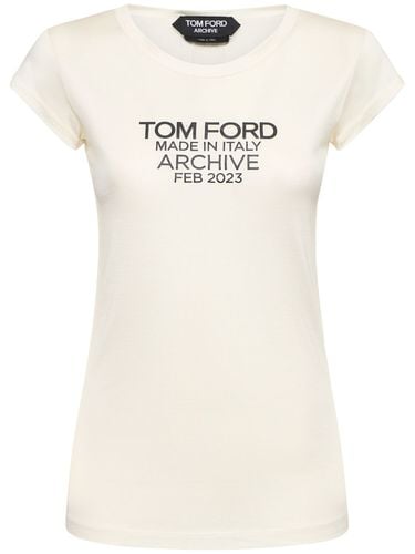 T-shirt Aus Seide Mit Druck - TOM FORD - Modalova