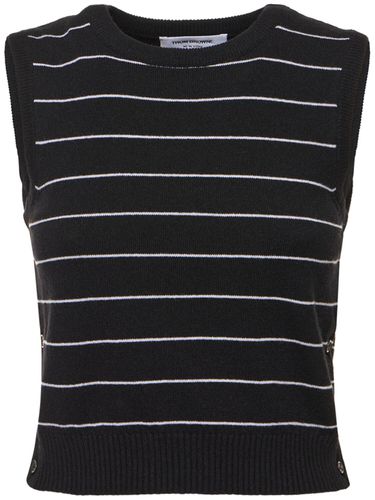 Pinstripe Cashmere Knit Cropped Vest - THOM BROWNE - Modalova