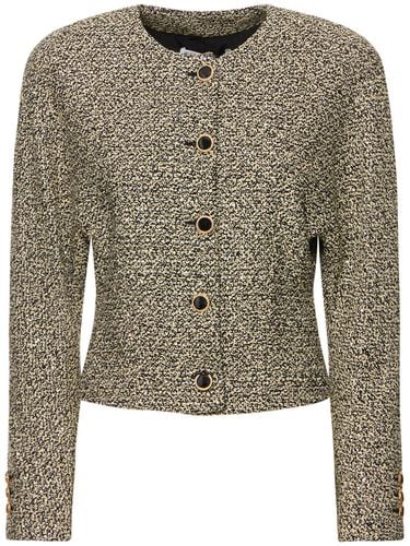 Collarless Sequined Tweed Jacket - ALESSANDRA RICH - Modalova