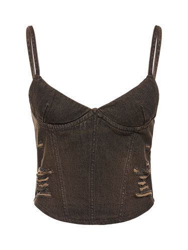 Kiko Cotton Denim Corset Top - MIAOU - Modalova