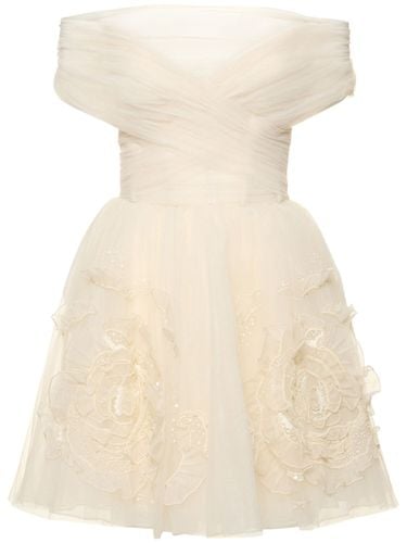 Embroidered Tulle Mini Corset Dress - ZUHAIR MURAD - Modalova