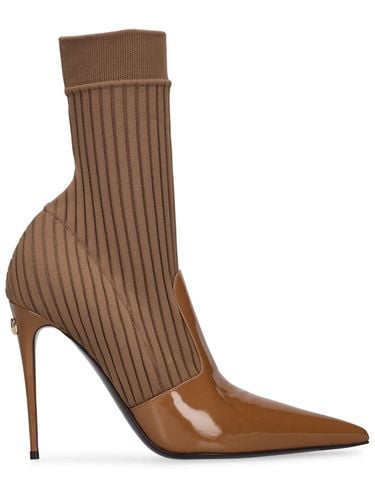 Mm Lollo Knit & Leather Ankle Boots - DOLCE & GABBANA - Modalova