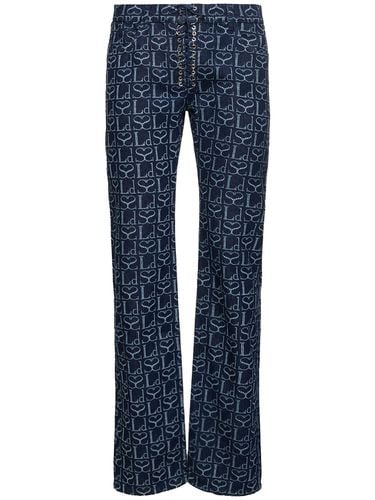 Monogram Cotton Denim Straight Jeans - LUDOVIC DE SAINT SERNIN - Modalova