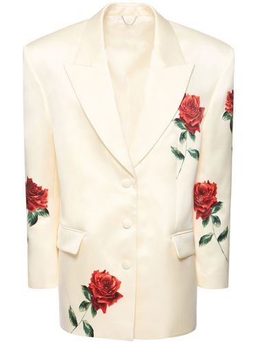 Rose Printed Silk Blend Satin Blazer - MAGDA BUTRYM - Modalova