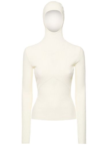 Ribbed Knit Viscose Blend Hooded Top - ANDREADAMO - Modalova