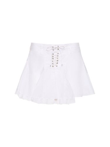 Pleated Poplin Lace-up Mini Skirt - LUDOVIC DE SAINT SERNIN - Modalova