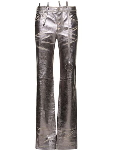 Destroyed Mirror Leather Straight Pants - THE ATTICO - Modalova