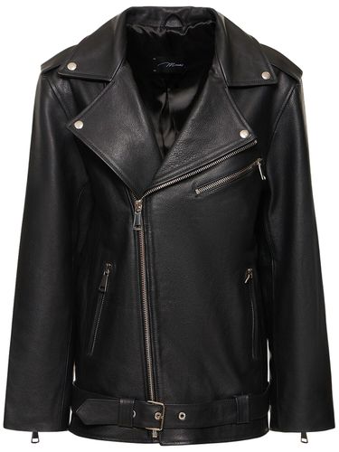 Belted Leather Biker Jacket - MANOKHI - Modalova