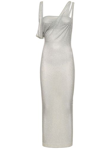 Sheer Jersey Midi Dress W/ Crystals - THE ATTICO - Modalova