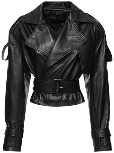 Hana Belted Leather Cropped Jacket - MANOKHI - Modalova