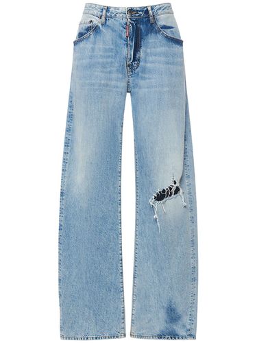 Jeans Larghi In Denim Di Cotone - DSQUARED2 - Modalova