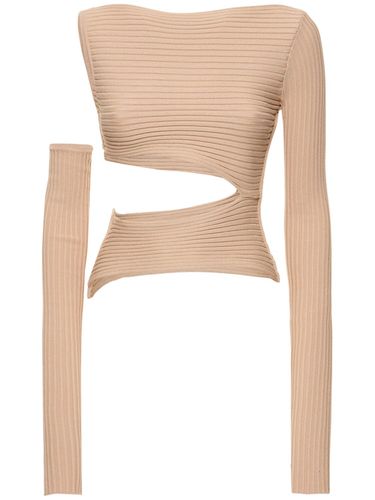 Ribbed Knit Cutout Long Sleeve Top - ANDREADAMO - Modalova