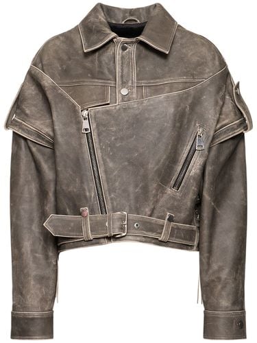 Oversize Vintage Leather Jacket - MANOKHI - Modalova