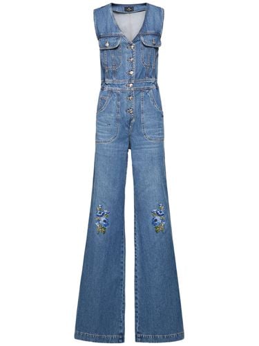 Embroidered Denim Jumpsuit - ETRO - Modalova