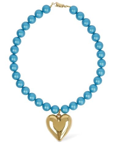 Heart Charm Beaded Collar Necklace - TIMELESS PEARLY - Modalova