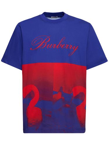 Camiseta De Algodón Estampado - BURBERRY - Modalova