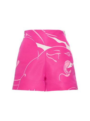 Panther Print Faille High Waist Shorts - VALENTINO - Modalova