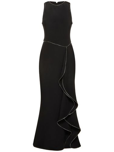 Silk Crepe Long Dress W/ Zip Details - BRANDON MAXWELL - Modalova