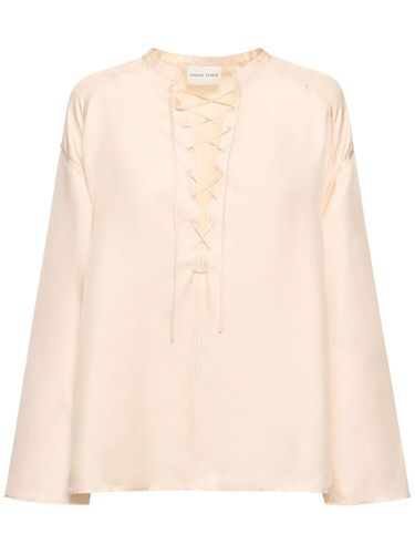 Zamia Silk Lace-up Top - LOULOU STUDIO - Modalova