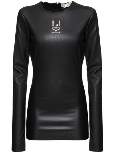 Logo Long Sleeve Stretch Leather Top - LUDOVIC DE SAINT SERNIN - Modalova