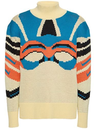 Mock Neck Wool Jacquard Jumper - BLUEMARBLE - Modalova