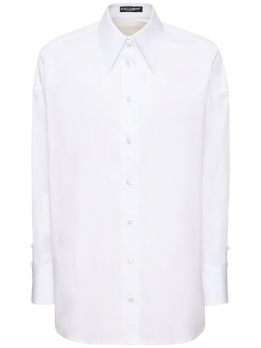 Camisa De Popelina De Algodón Stretch - DOLCE & GABBANA - Modalova