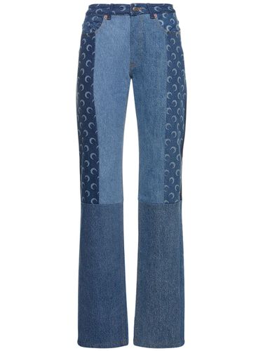 Jeans Anchos De Denim Con Patchwork - MARINE SERRE - Modalova