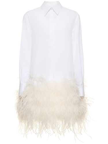 Feathered Cotton Poplin Mini Shirt Dress - VALENTINO - Modalova