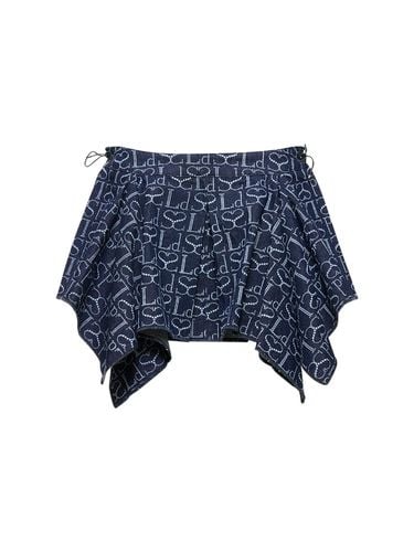 Monogram Logo Ruffled Denim Mini Skirt - LUDOVIC DE SAINT SERNIN - Modalova