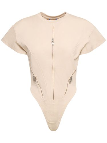 Cotton Crewneck Bodysuit W/ Zip - MUGLER - Modalova