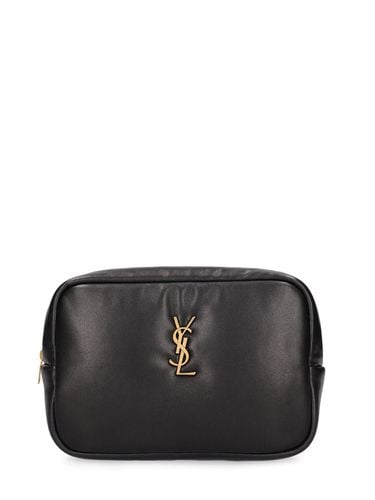 Cassandre Leather Makeup Bag - SAINT LAURENT - Modalova