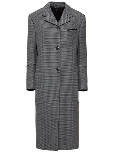 Double Breasted Wool Houndsthooth Coat - FERRAGAMO - Modalova