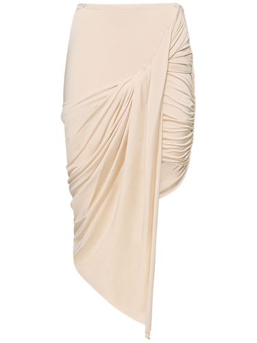 Draped Viscose Satin Jersey Midi Skirt - MUGLER - Modalova