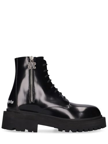 Mm Leather Combat Boots - PALM ANGELS - Modalova