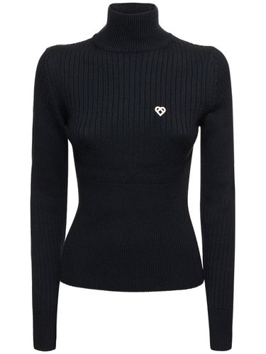 Wool Rib Knit Turtleneck Sweater - CASABLANCA - Modalova