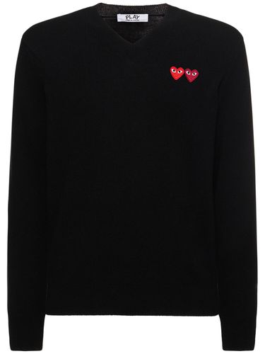 Play Logo Knit Wool V-neck Sweater - COMME DES GARÇONS PLAY - Modalova