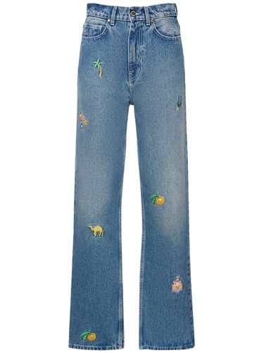 Embroidered Denim Straight Jeans - CASABLANCA - Modalova