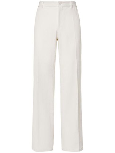 Cotton Blend Straight Pants - DOLCE & GABBANA - Modalova