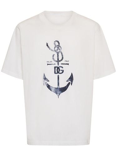 Anchor Printed Cotton Jersey T-shirt - DOLCE & GABBANA - Modalova