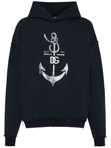 Printed Washed Cotton Jersey Hoodie - DOLCE & GABBANA - Modalova