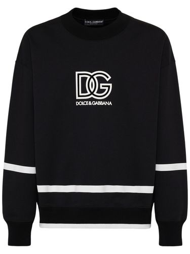 Logo Cotton Jersey Crewneck Sweatshirt - DOLCE & GABBANA - Modalova