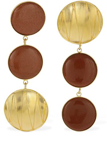 Sonia Geometric Double Stone Earrings - DESTREE - Modalova