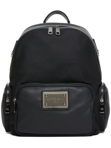 Leather & Nylon Logo Plaque Backpack - DOLCE & GABBANA - Modalova