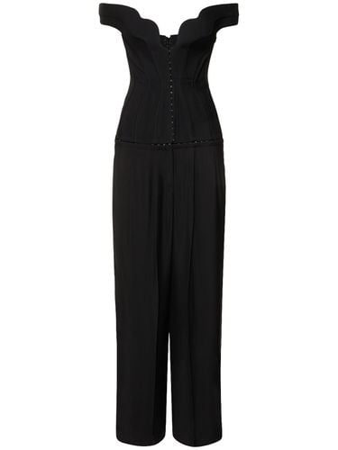 Twill Off-shoulder Bustier Jumpsuit - MUGLER - Modalova