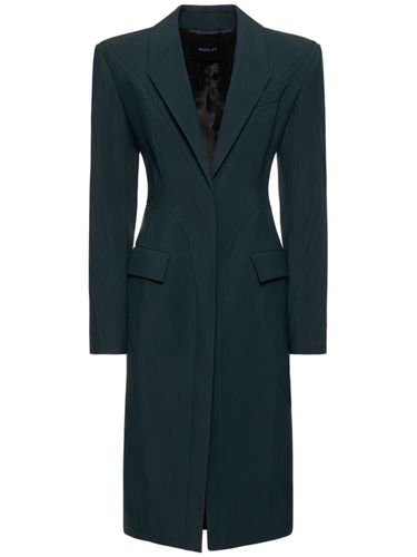 Single Breasted Viscose Twill Midi Coat - MUGLER - Modalova