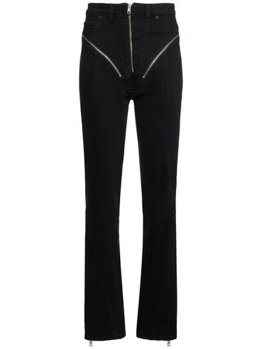 Stretch Denim High Rise Zip Skinny Jeans - MUGLER - Modalova