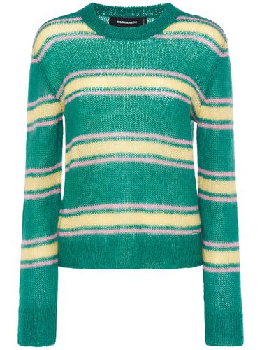 Striped Mohair Blend Crewneck Sweater - DSQUARED2 - Modalova