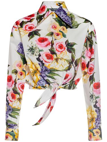 Flower Print Cotton Poplin Crop Shirt - DOLCE & GABBANA - Modalova