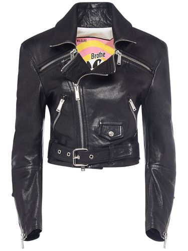 Leather Biker Jacket W/ Belt - DSQUARED2 - Modalova